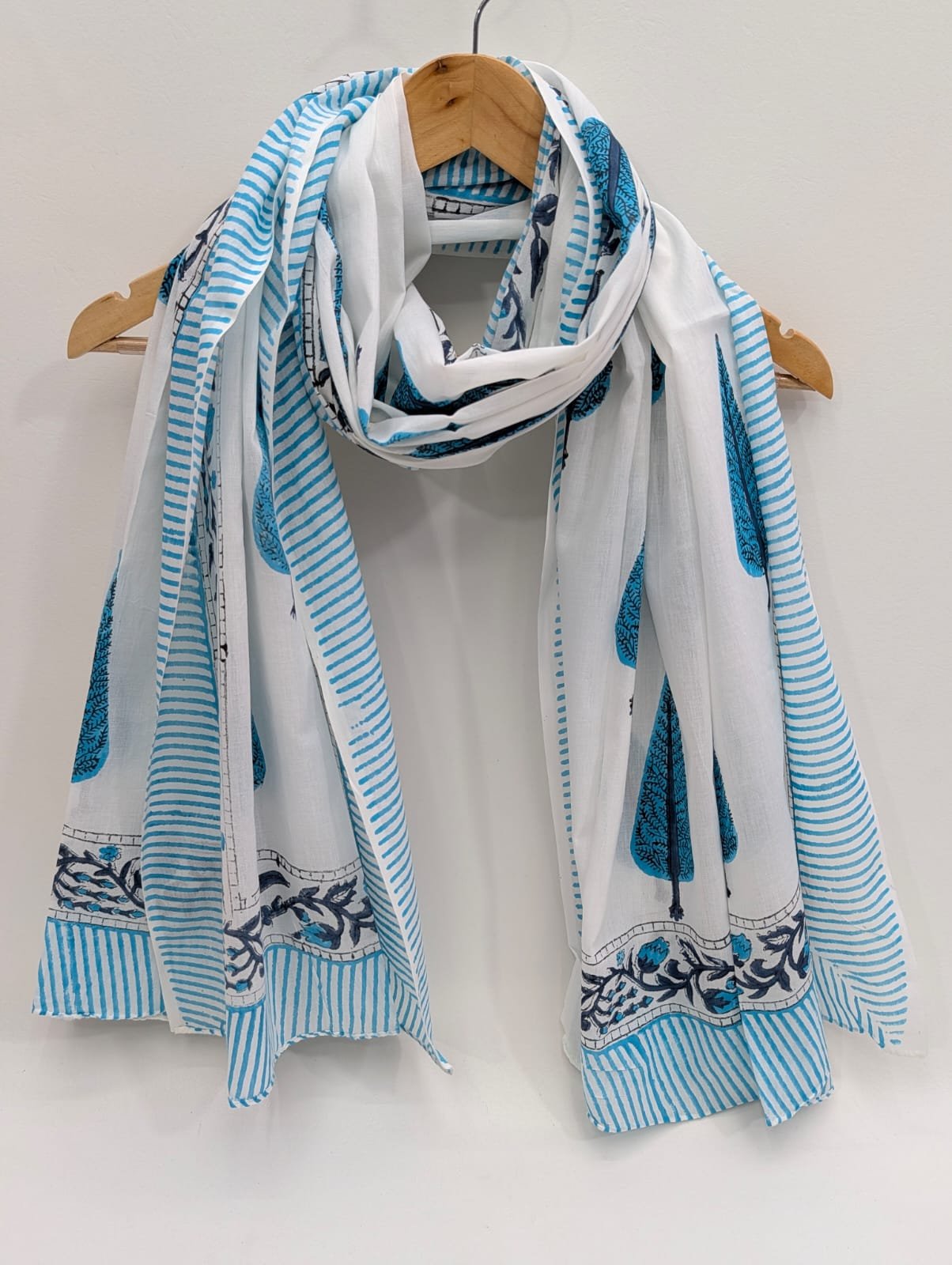 2 Meter Mul Cotton Block Printed Stole / Dupatta - Sanganeri Printed Sarong