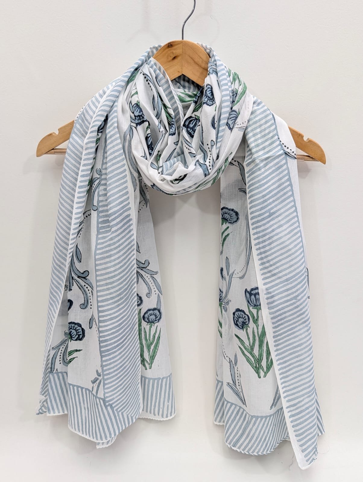 2 Meter Mul Cotton Block Printed Stole / Dupatta - Sanganeri Printed Sarong