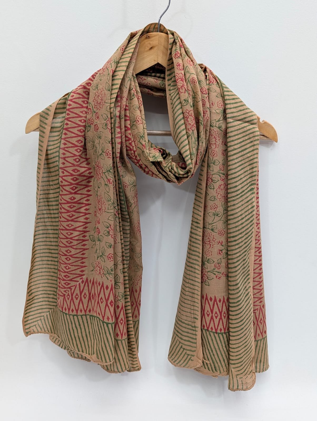 2 Meter Mul Cotton Block Printed Stole / Dupatta - Sanganeri Printed Sarong