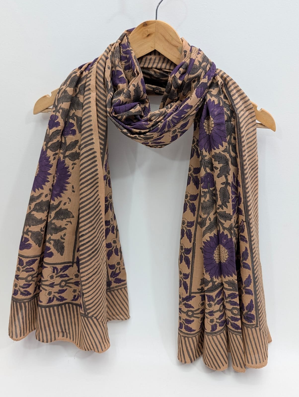 2 Meter Mul Cotton Block Printed Stole / Dupatta - Sanganeri Printed Sarong