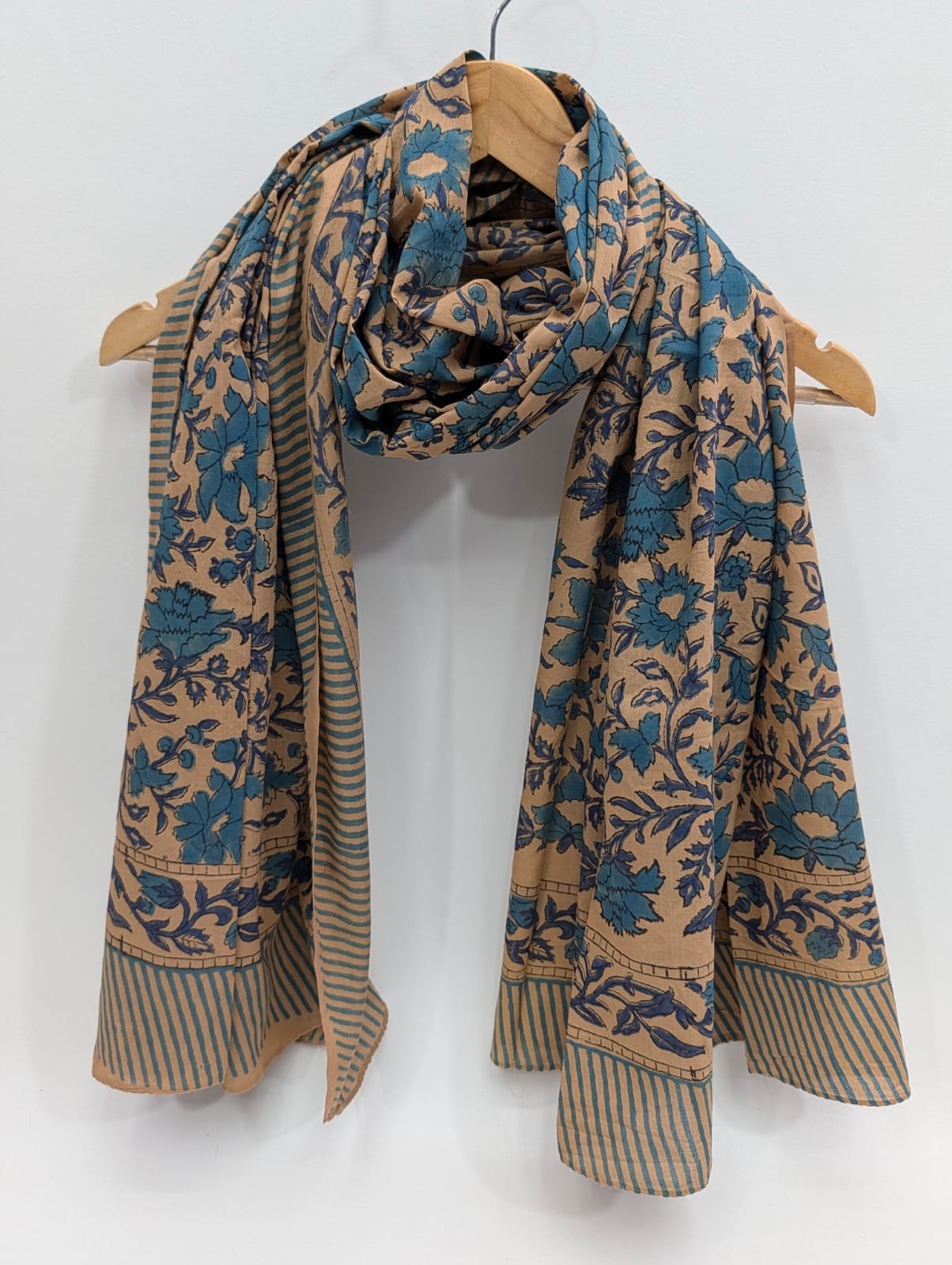 2 Meter Mul Cotton Block Printed Stole / Dupatta - Sanganeri Printed Sarong