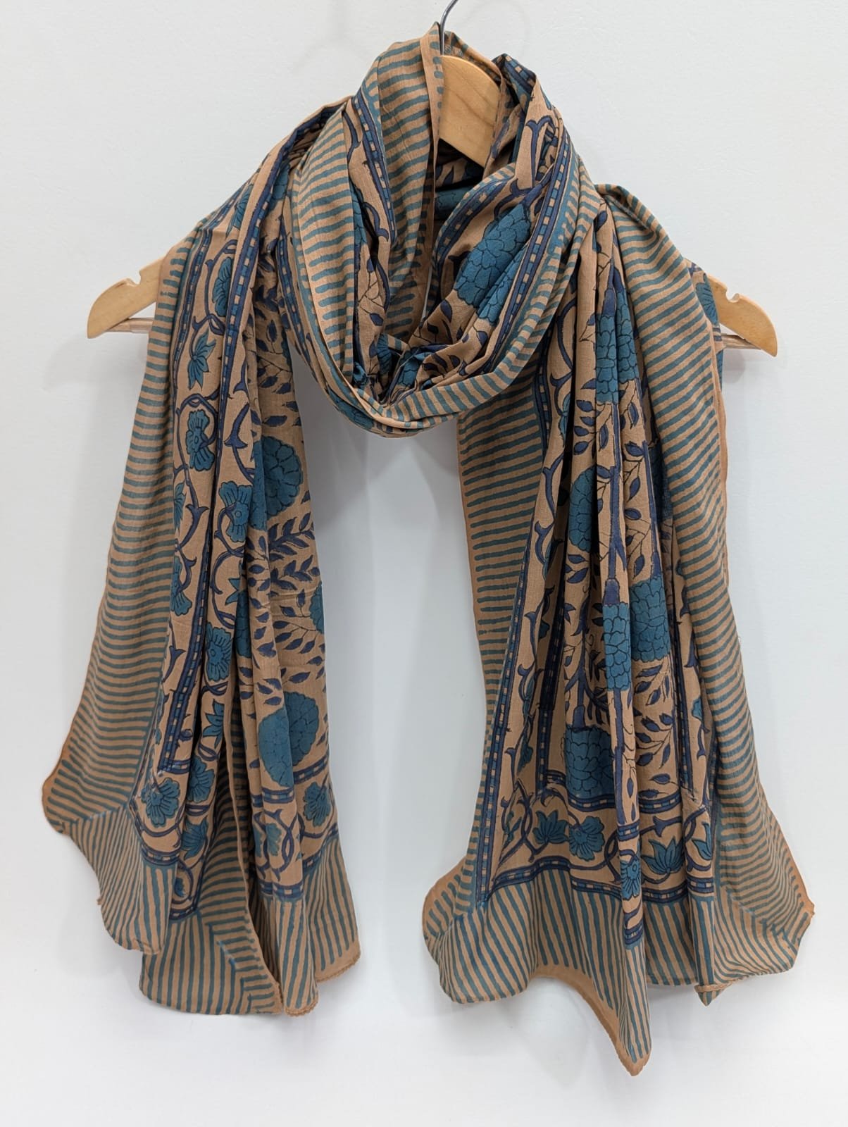 2 Meter Mul Cotton Block Printed Stole / Dupatta - Sanganeri Printed Sarong