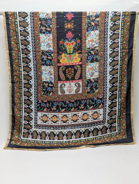 Black border-focused Chinon stole India