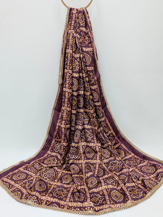Purple ethnic motif dupatta with gold foil