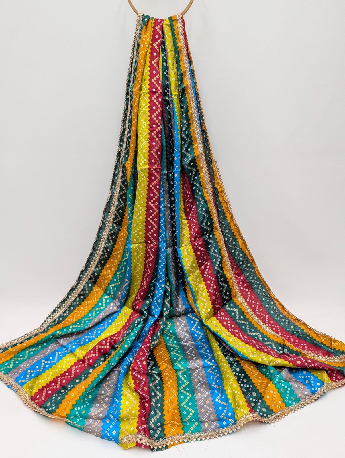 Striped multicolor Chinon foil dupatta Jaipur style
