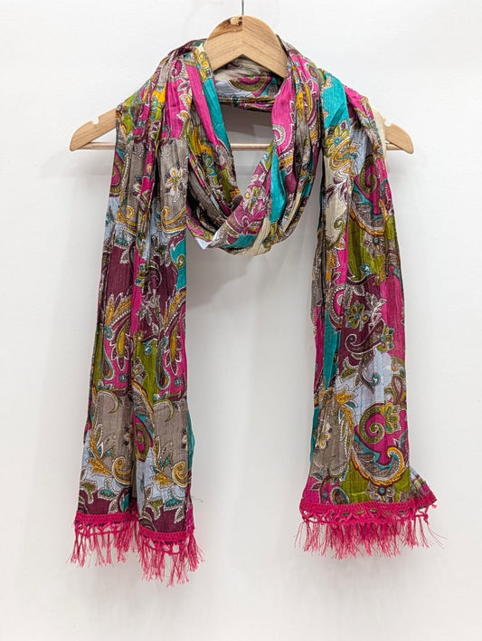Pink paisley synthetic fibre stole dupatta