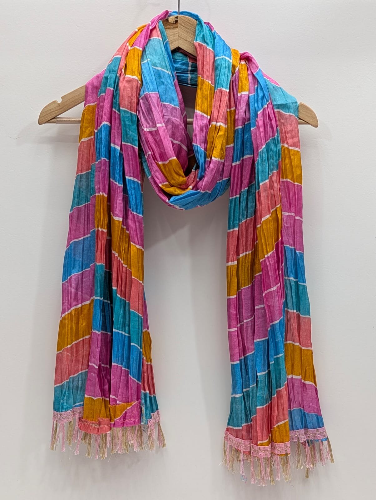 Pastel block printed synthetic dupatta