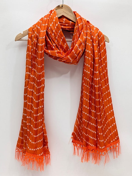 Orange contemporary pattern stole dupatta with tassels
