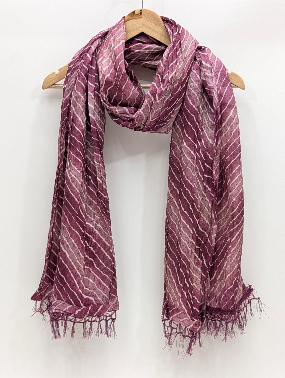 Purple striped synthetic fibre stole dupatta