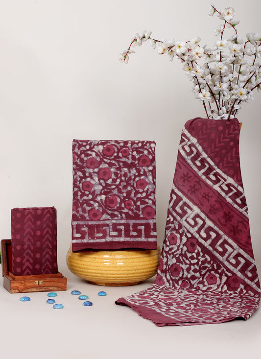 Dabu Hand Block Cotton Salwar Suit Set with Cotton Dupatta