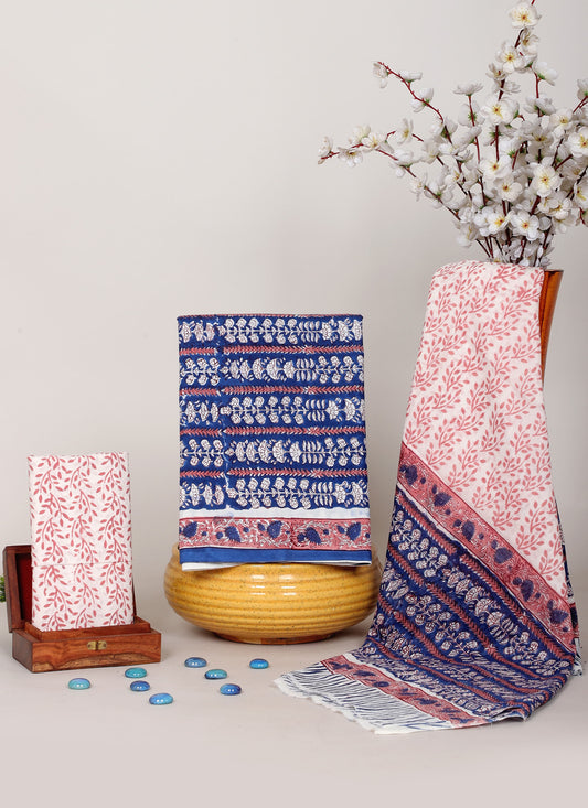 Sanganeri Hand Block Cotton Suit Set with Cotton Dupatta