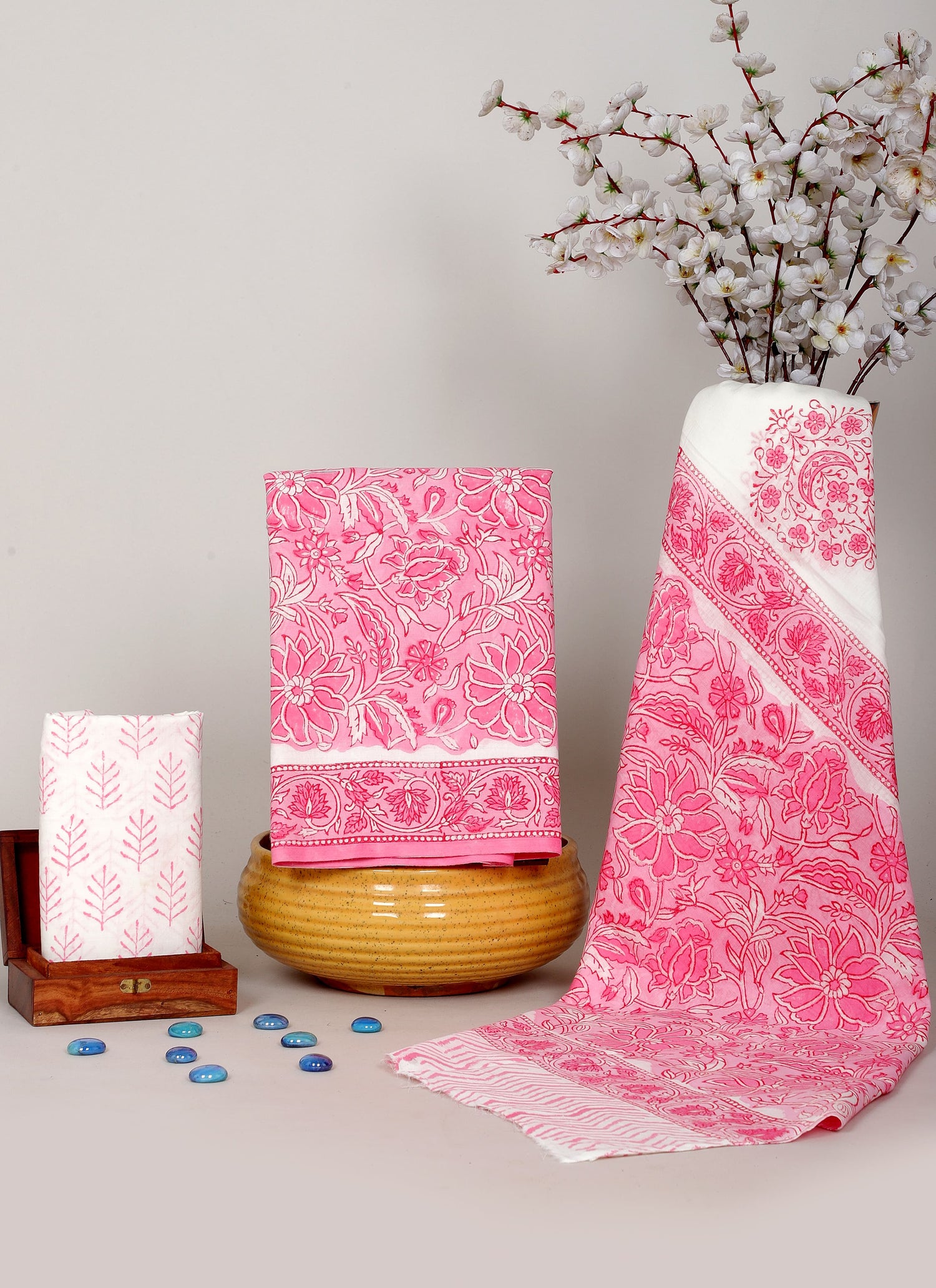 Sanganeri Hand Block Cotton Suit Set with Cotton Dupatta