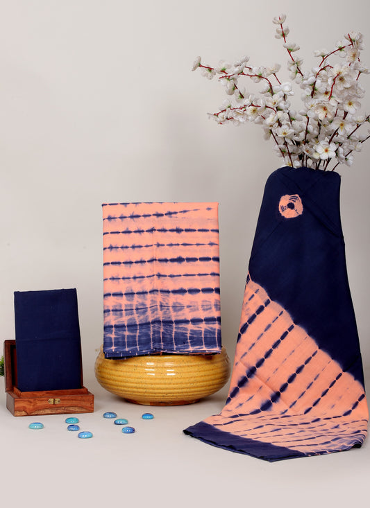 Shibori / Tie-Dye Cotton Salwar Suit Set with Cotton Dupatta