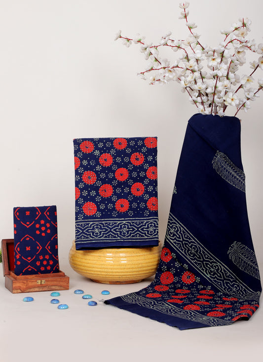 Bagru Hand Block Cotton Salwar Suit Set with Cotton Dupatta