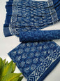 Bagru Hand Block Cotton Salwar Suit Set with Chiffon Dupatta  - TSPSCFGB48