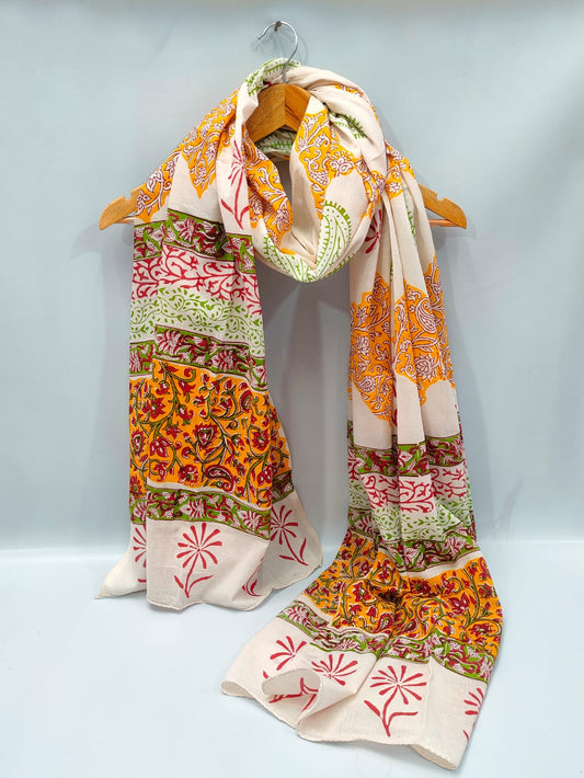 Cotton Dupatta Block Printed