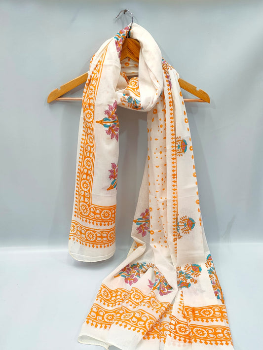 Cotton Dupatta Block Printed