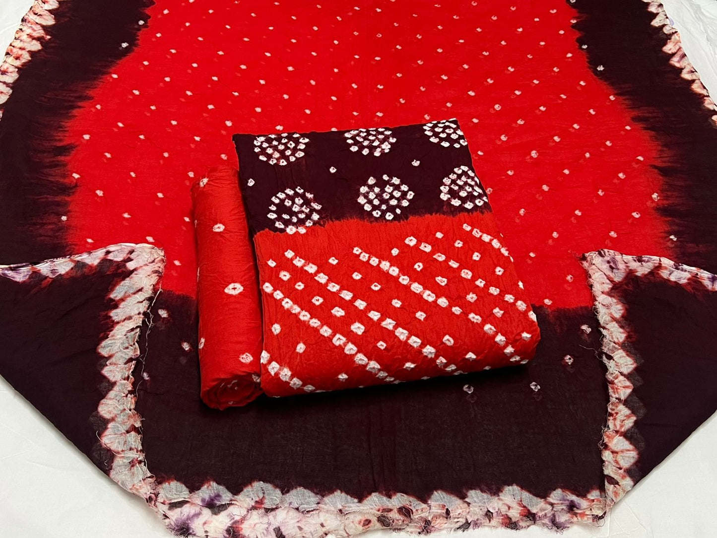 Best quality Bandhani Cotton Suit Set with Cotton Dupatta