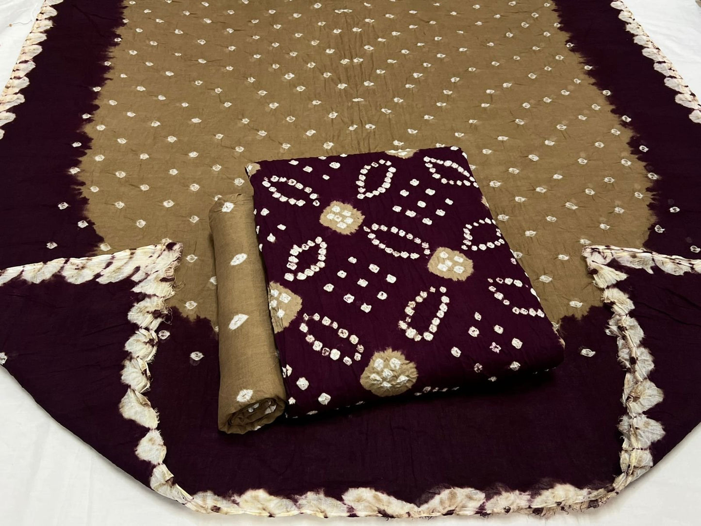 Best quality Bandhani Cotton Suit Set with Cotton Dupatta