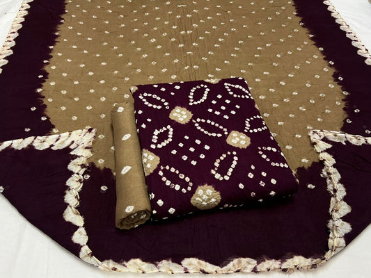 Best quality Bandhani Cotton Suit Set with Cotton Dupatta