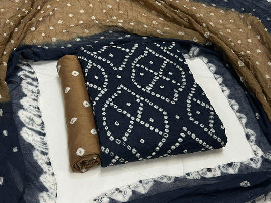 Best quality Bandhani Cotton Suit Set with Cotton Dupatta