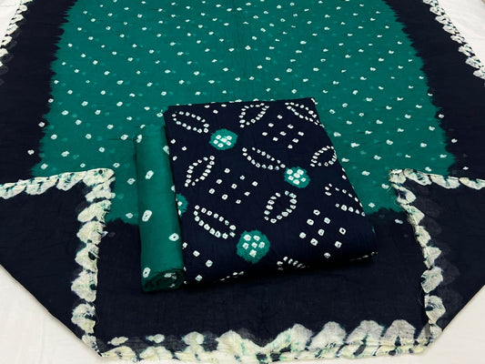 Best quality Bandhani Cotton Suit Set with Cotton Dupatta