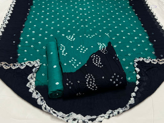 Best quality Bandhani Cotton Suit Set with Cotton Dupatta