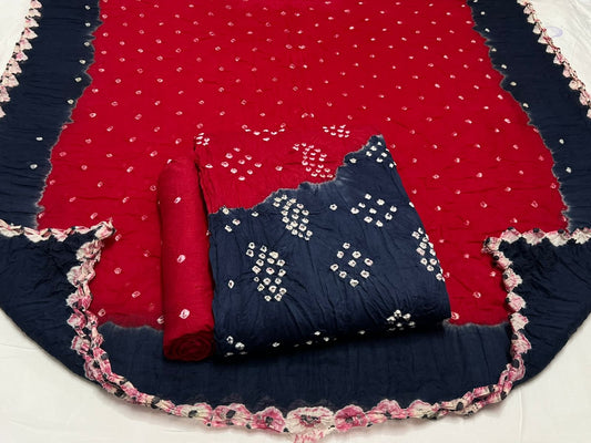 Best quality Bandhani Cotton Suit Set with Cotton Dupatta