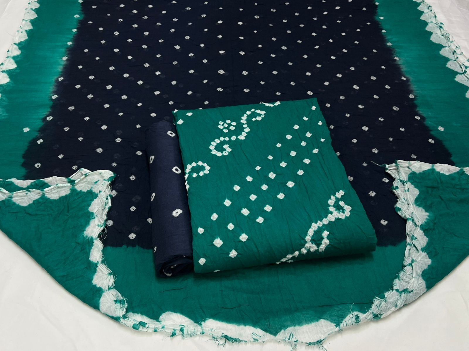 Best quality Bandhani Cotton Suit Set with Cotton Dupatta