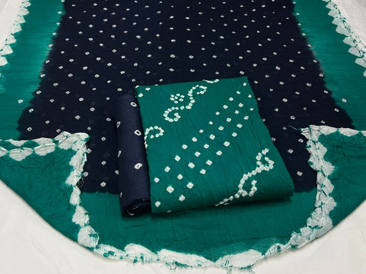 Best quality Bandhani Cotton Suit Set with Cotton Dupatta
