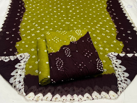 Best quality Bandhani Cotton Suit Set with Cotton Dupatta