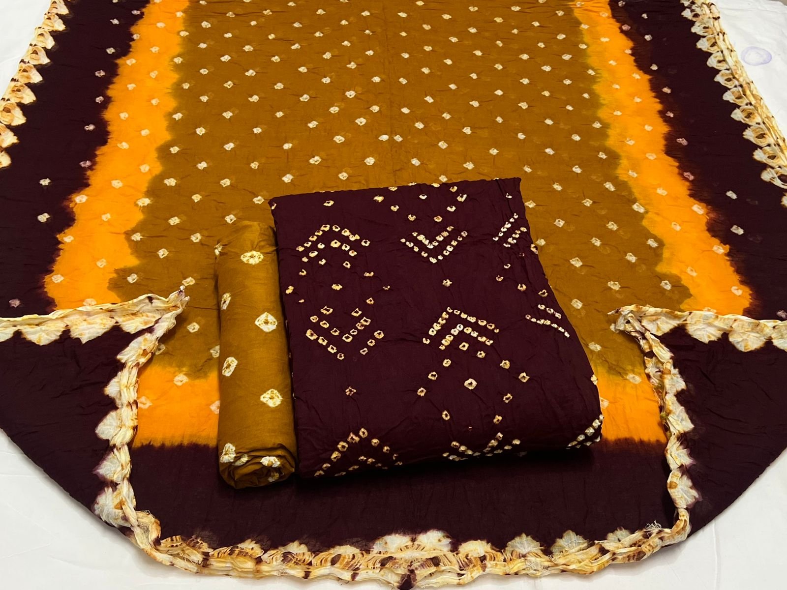 Best quality Bandhani Cotton Suit Set with Cotton Dupatta