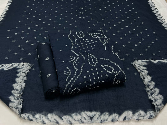 Best quality Bandhani Cotton Suit Set with Cotton Dupatta