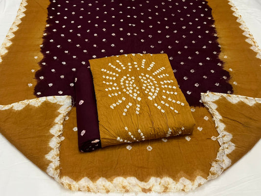 Best quality Bandhani Cotton Suit Set with Cotton Dupatta