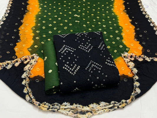 Best quality Bandhani Cotton Suit Set with Cotton Dupatta