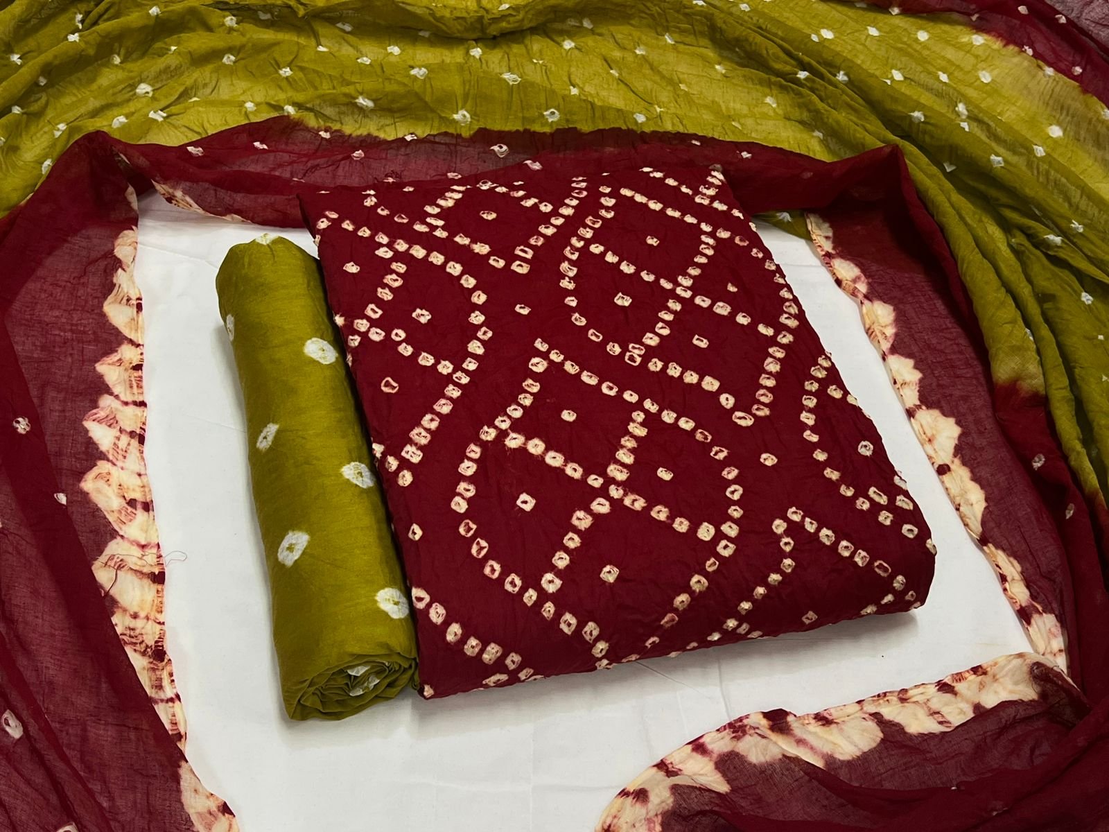Best quality Bandhani Cotton Suit Set with Cotton Dupatta