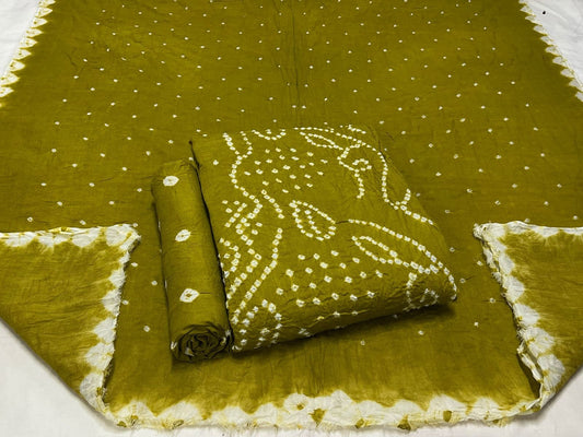 Best quality Bandhani Cotton Suit Set with Cotton Dupatta
