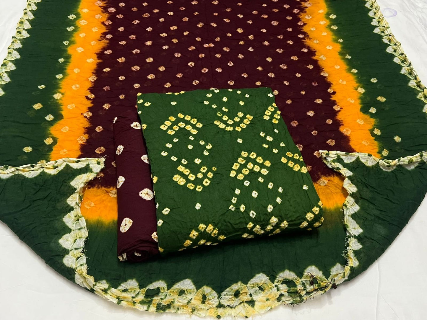 Best quality Bandhani Cotton Suit Set with Cotton Dupatta