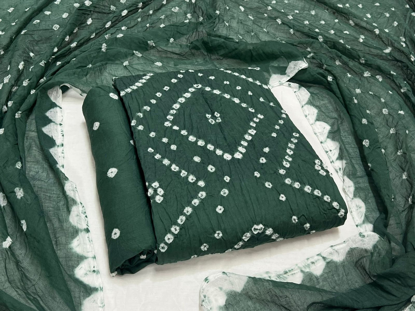 Best quality Bandhani Cotton Suit Set with Cotton Dupatta