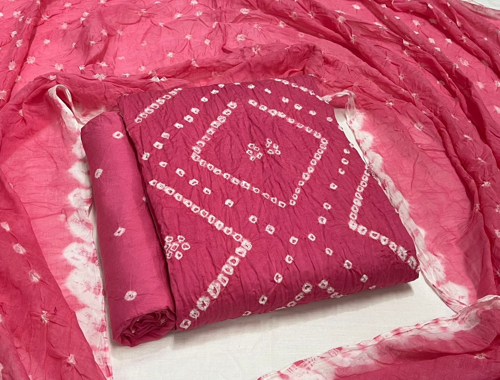 Best quality Bandhani Cotton Suit Set with Cotton Dupatta