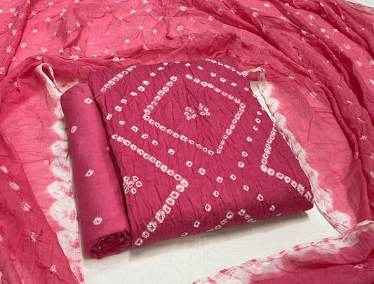 Best quality Bandhani Cotton Suit Set with Cotton Dupatta