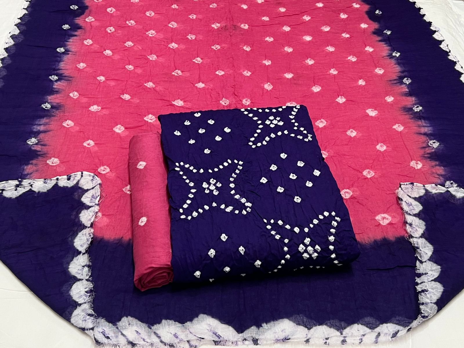 Best quality Bandhani Cotton Suit Set with Cotton Dupatta