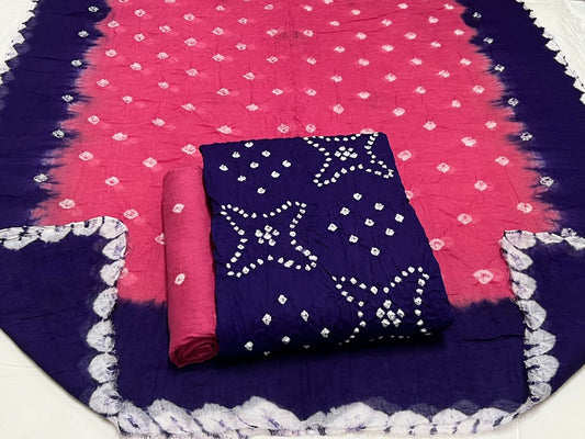 Best quality Bandhani Cotton Suit Set with Cotton Dupatta