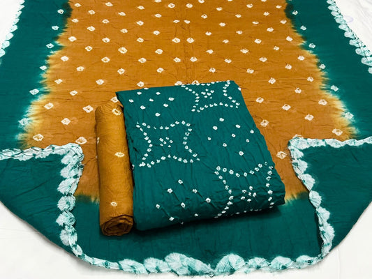 Best quality Bandhani Cotton Suit Set with Cotton Dupatta