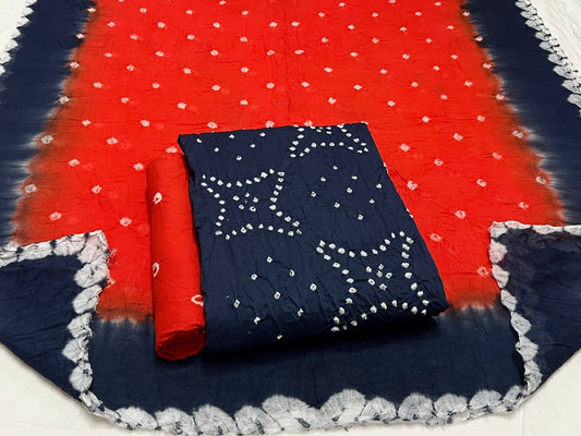 Best quality Bandhani Cotton Suit Set with Cotton Dupatta
