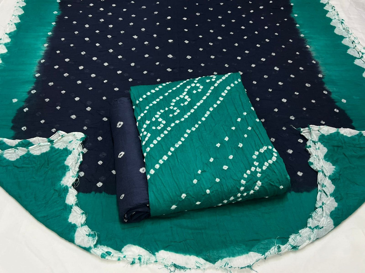 Best quality Bandhani Cotton Suit Set with Cotton Dupatta