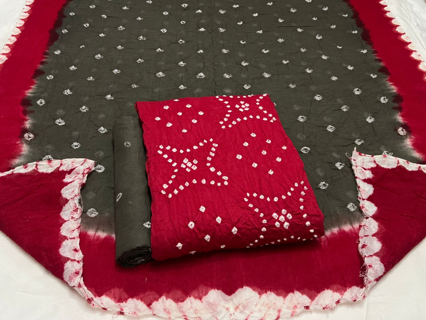 Best quality Bandhani Cotton Suit Set with Cotton Dupatta