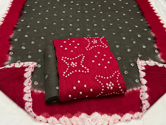 Best quality Bandhani Cotton Suit Set with Cotton Dupatta