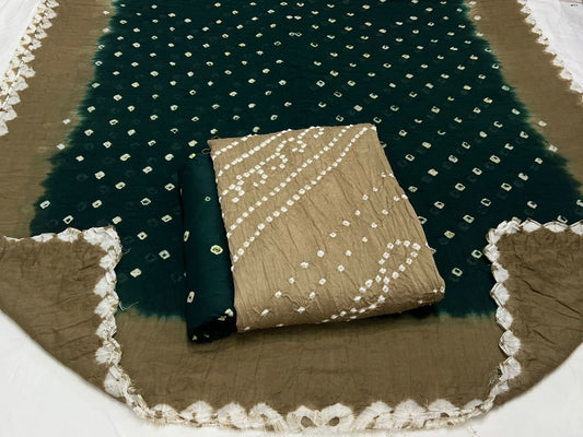 Best quality Bandhani Cotton Suit Set with Cotton Dupatta