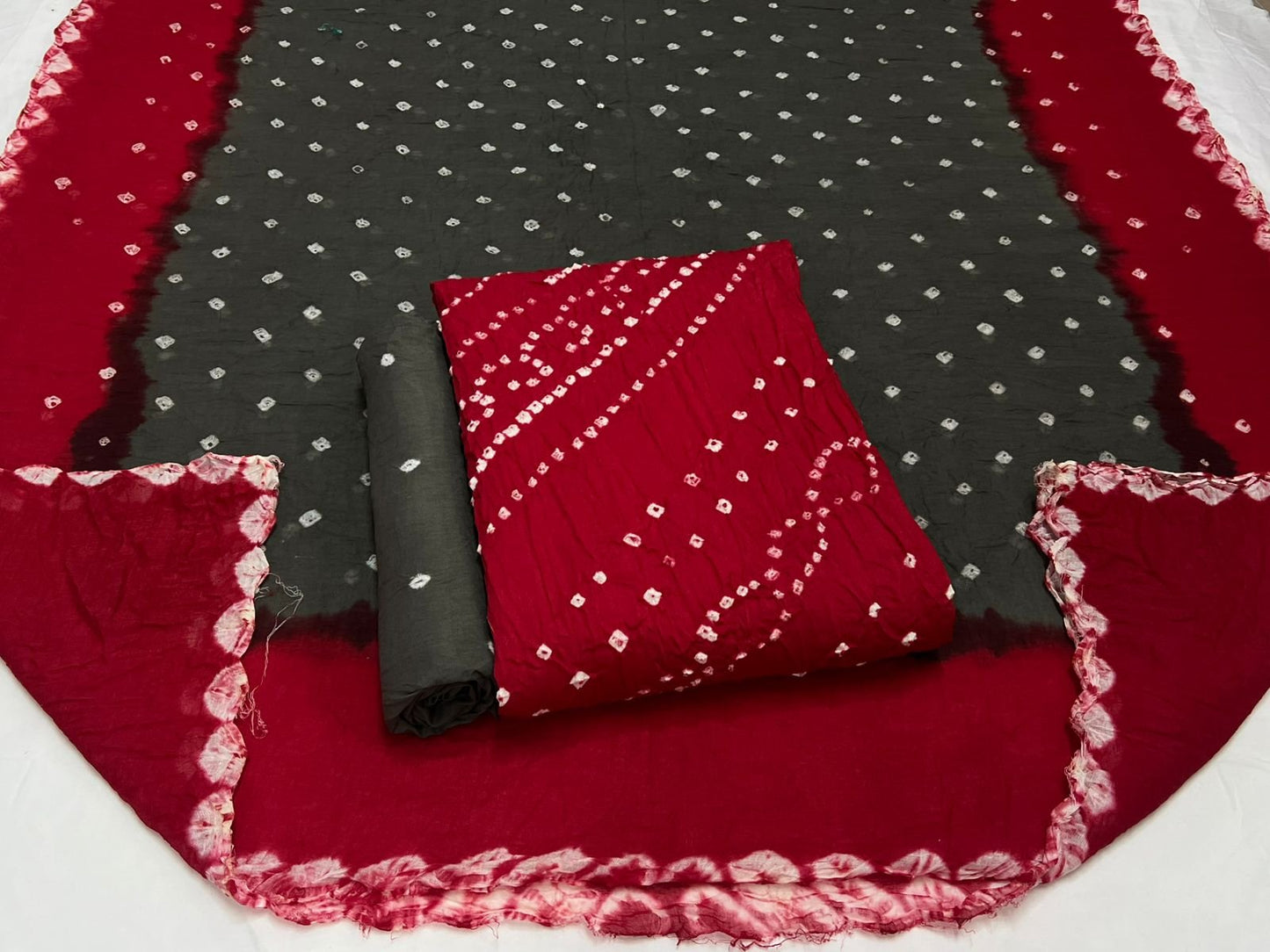 Best quality Bandhani Cotton Suit Set with Cotton Dupatta